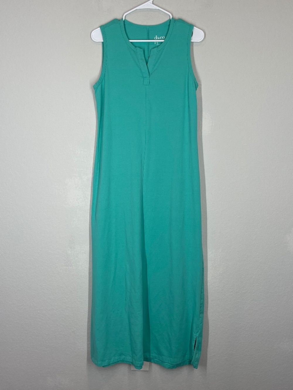 D&Co Denim & Company Tank Maxi Dress Women's XS Teal Sleeveless Stretch